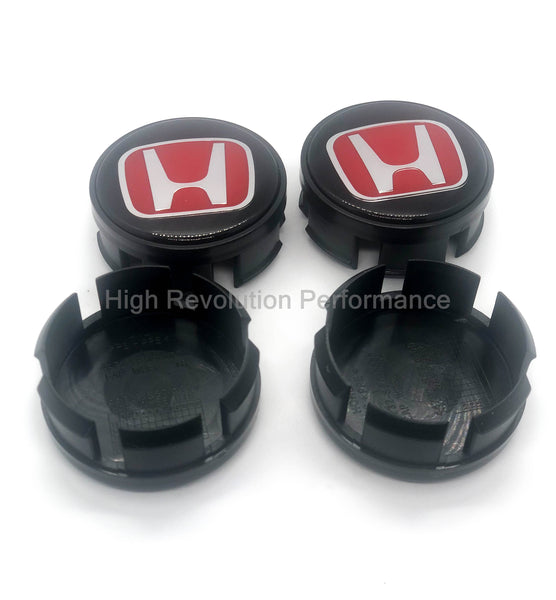 Black And Red H Honda Wheel Center Caps 58mm (2 ¼ inches)