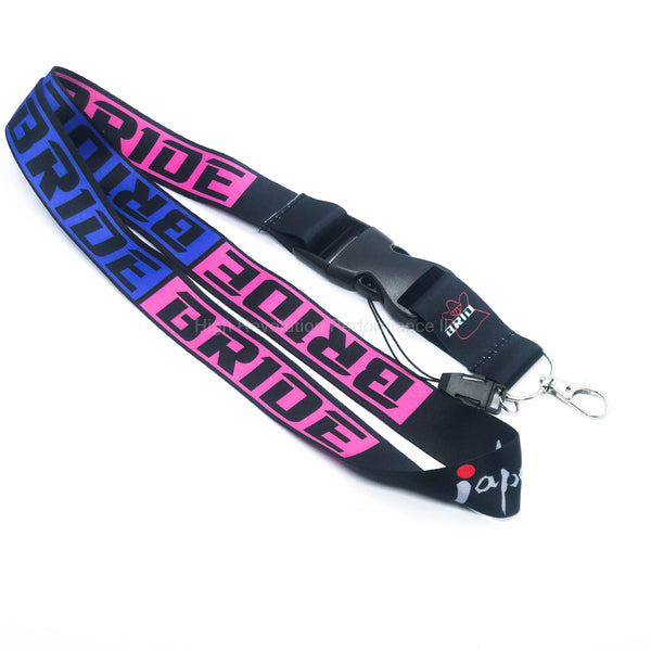 Bride Lanyard Keychain Black With Blue & Pink